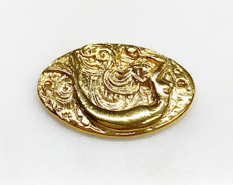 Large Vermeil Whimsical Mermaid Pendant Connector Charm Detailed Mermaid Sea Fantasy Charms Jewelry Making Supplies
