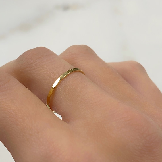 Hammered Thin Stacking Ring 14k Gold Filled Ring in Size 6 or 7