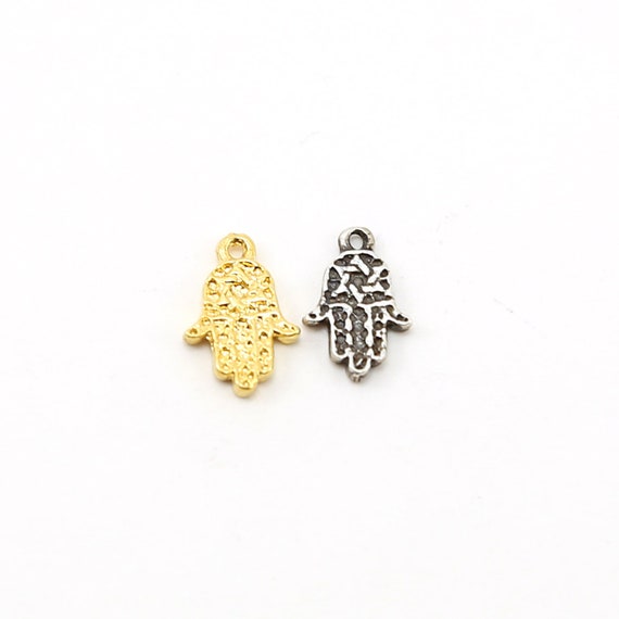 Textured Hamsa with Star of David Charm in Sterling Silver or Vermeil Gold