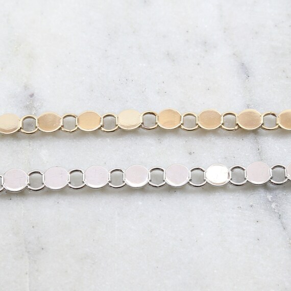 Base Metal Flat 7mm Circle Open Link Chain in Shiny Silver, Shiny Gold, Lead and Nickel Free  / Chain by the Foot