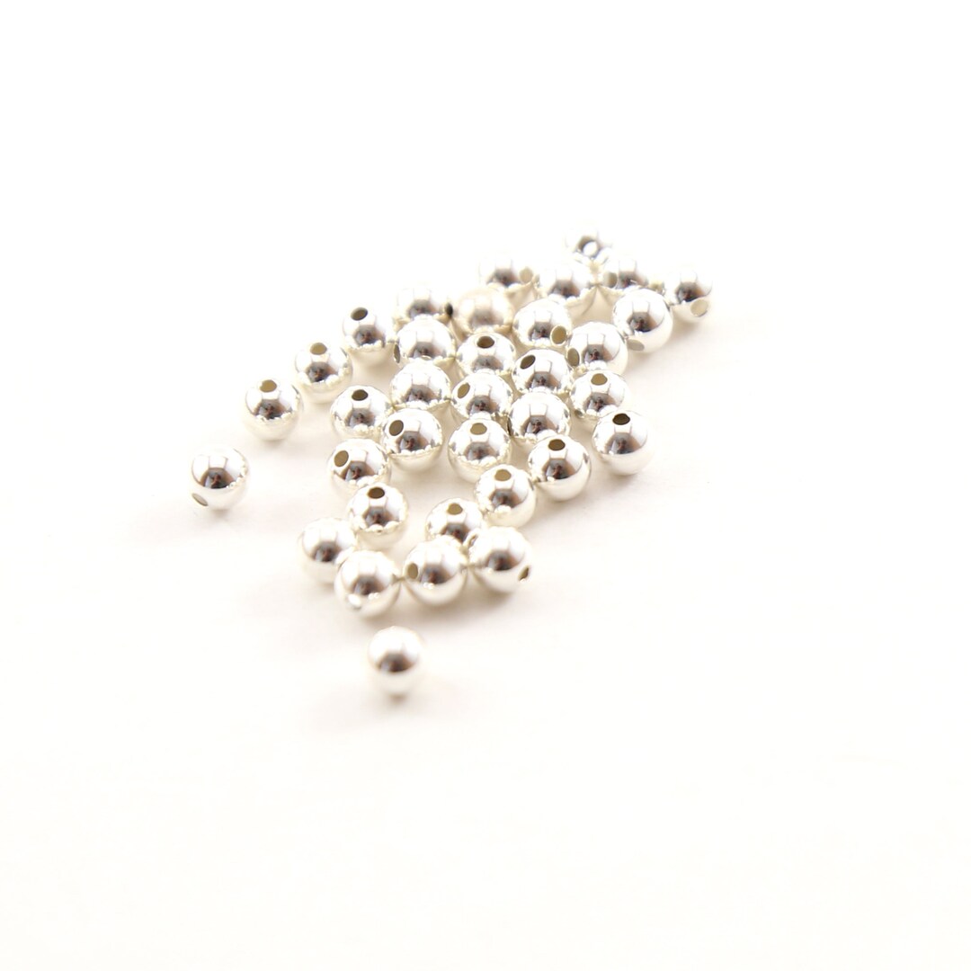 15pcs 4mm Seamless Round Spacer Beads - 925 Sterling Silver, Perfect For Jewelry Making