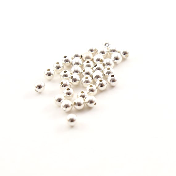 25 Pieces 4mm Smooth Seamless Round Sterling Silver 925 Spacer Beads