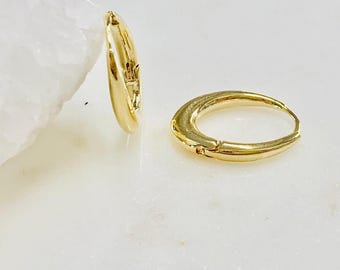 1 pair thick oval plain hoop earrings gold plated earring hoop component- sold as a pair