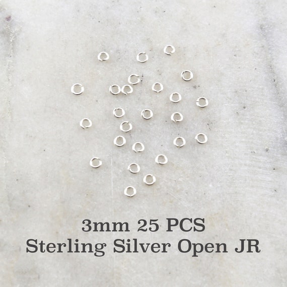 25 Pieces 3mm 22 Gauge Sterling Silver Open Jump Rings Charm Links Jewelry Making Supplies Sterling Findings
