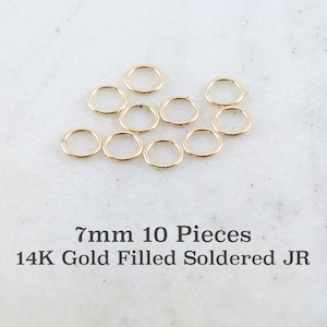 10 Pieces 7mm 19 Gauge 14K Gold Filled Soldered Closed Jump Rings Charm Links Jewelry Making Supplies Gold Findings