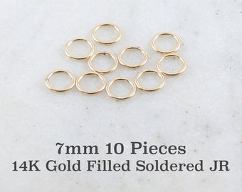 10 Pieces 7mm 19 Gauge 14K Gold Filled Soldered Closed Jump Rings Charm Links Jewelry Making Supplies Gold Findings
