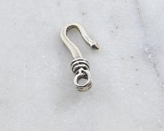 Thick sturdy heavy duty sterling silver hook clasp with coil design jewelry making supplies chain findings