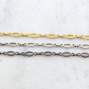 Base Metal Flat Smooth Oval Chain in Shiny Silver, Antique Silver, Gunmetal  / Chain by the Foot