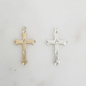 14k Gold Filled sterling Silver Detailed Cross Charm Pendant Religious Spiritual Catholic Charm