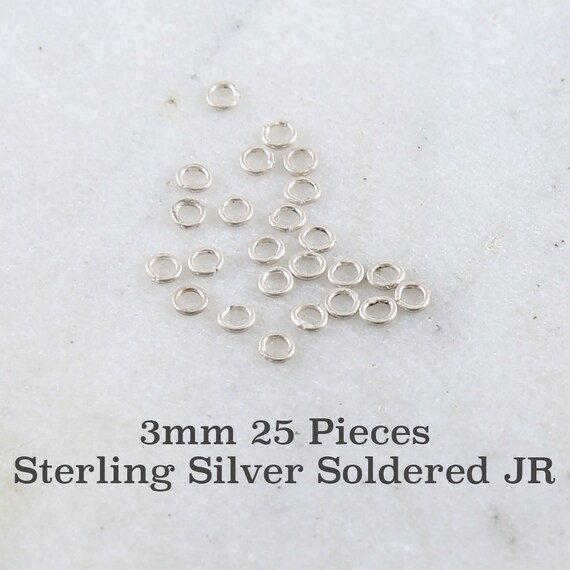 25 Pieces 3mm 24 Gauge Sterling Silver Soldered Closed  Jump Rings Charm Links Jewelry Making Supplies Sterling Findings