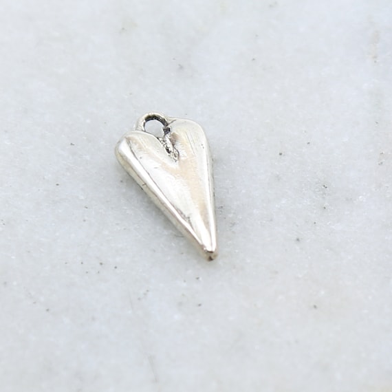 Thick Sturdy Elongated Heart Charm in Sterling Silver Dainty Love Sisters Best Friend Mother Daughter Pendant