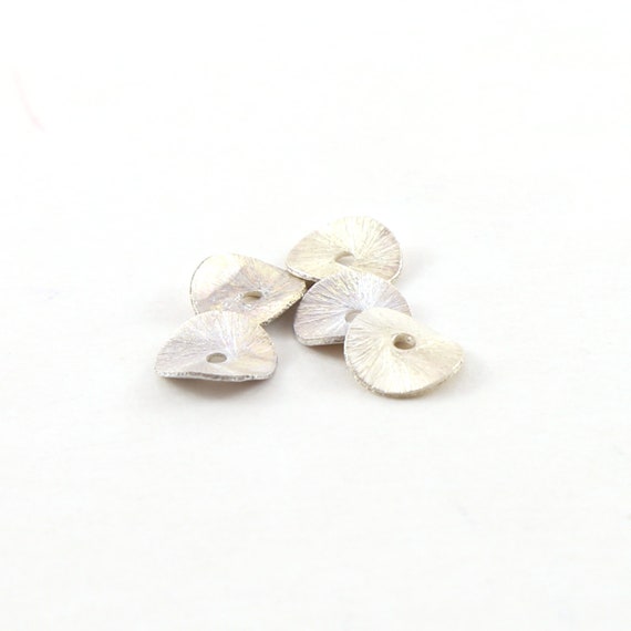 5 Pieces 8mm Sterling Silver Wavy Disc Rondelle Bead Potato Chip Spacer Beads