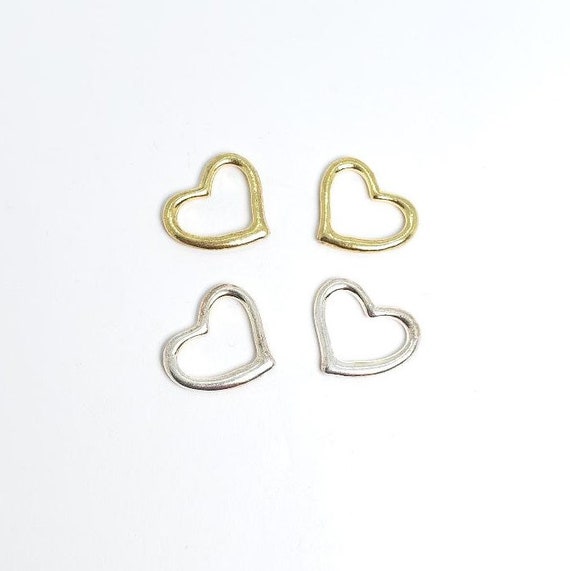 2 Pieces Open Heart Cut Out Silhouette Charm, Love, Friendship, Valentines Day