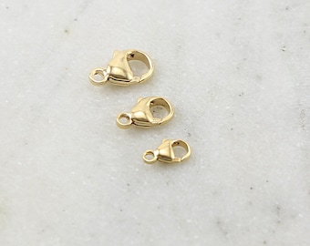 14K Gold Filled Rounded Lobster Clasp 3 Sizes Choose your Size 9mm,  11mm, 13mm Jewelry Making Supplies Chain Findings Durable Thick Sturdy