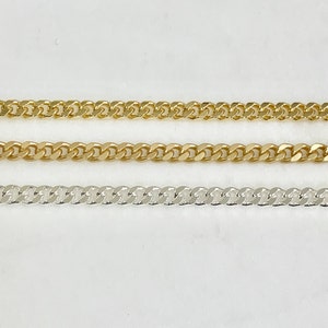 Gold or Silver Plated Base Metal Chain Small Faceted Diamond Cut Curb Chain Openable Links Chain by the Foot/ Bulk Unfinished Chain