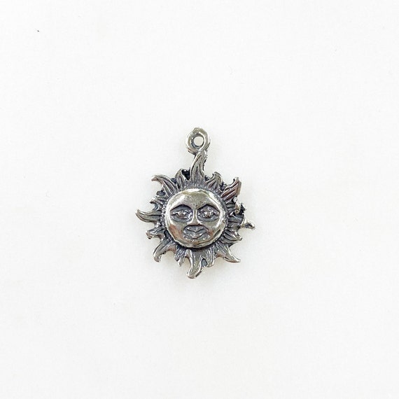 Smiling Sun Sunshine Large Star Celestial Summer Pendant in Sterling Silver