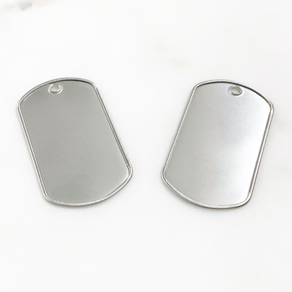 2 Piece Stainless Steel Dog Tag Raised Border Dog Tag Pendant Stamping Blank Charm Easy to Engrave Arts and Crafts Jewelry Making Charm