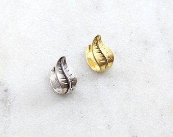 Cute leaf nature pinch bail in sterling silver or vermeil jewelry making supplies necklace pendant findings