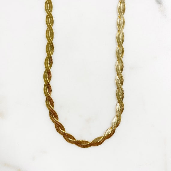 Ready To Wear Finished 18k Gold Filled 7mm Thick 16 Inch Twisted Herringbone Necklace