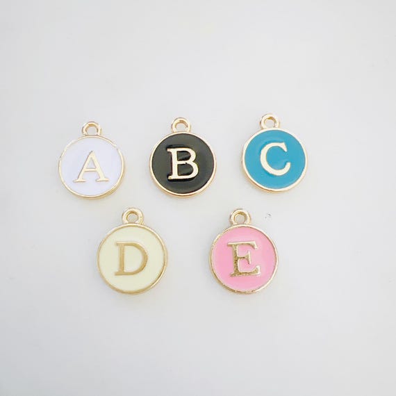 Cute Gold Plated Alphabet Letter Double Sided Personalize Jewelry, Necklace, Purse Charm, Lip Gloss, Bracelet Charm  Choose Your Color