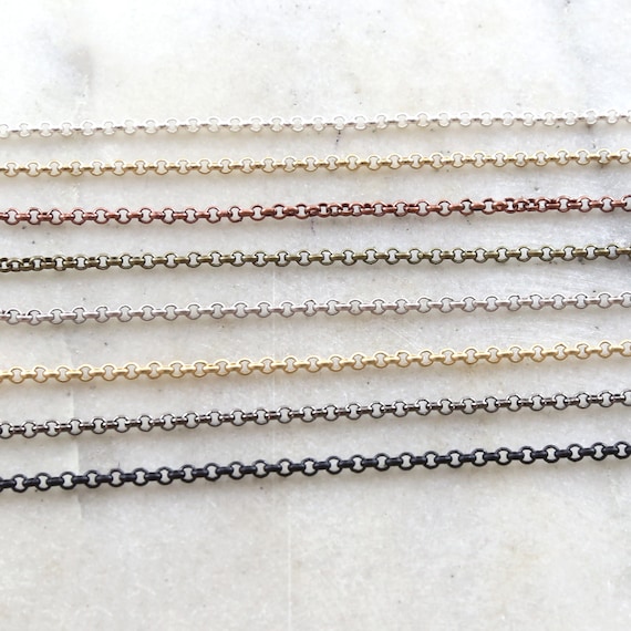 2mm Base Metal Small Delicate Rolo Chain 8 Finishes / Chain By the Foot