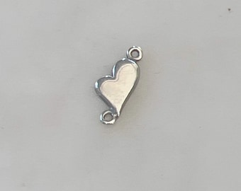 Whimsical  heart connector charm in sterling silver dainty heart love pendant permanent jewelry
