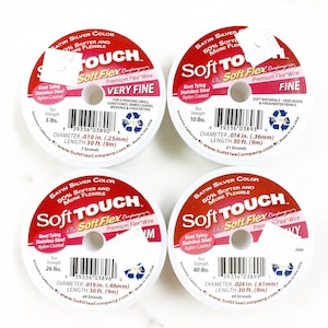 Soft touch silver premium flex wire choose your size very fine, fine, medium, and heavy stainless steel wire jewelry making arts and crafts