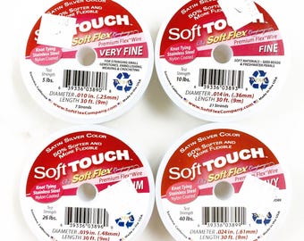 Soft touch silver premium flex wire choose your size very fine, fine, medium, and heavy stainless steel wire jewelry making arts and crafts