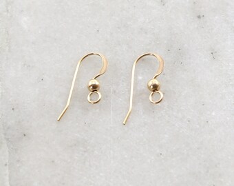 1 Pair 14K Gold Filled French Hook Ear Wire with Ball Flattened Edge Earring Wires Earring Hook Component