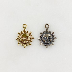 Smiling Sun Sunshine Small Star Celestial Summer Pendant in Sterling Silver or Vermeil Gold