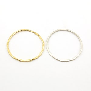 Extra Large Hammered Textured Connector Ring in Sterling Silver or Vermeil Gold