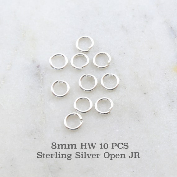 10 Pieces 8mm Heavy Weight 18 Gauge Sterling Silver Open Jump Rings Charm Links Jewelry Making Supplies Sterling Findings