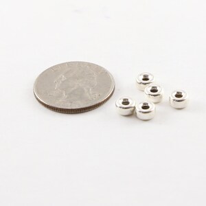 5 pieces 6mm smooth pony rondelle seamless sterling silver 925 spacer beads image 2