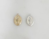 Medaille Jungfrau Maria Profil Goldfarben Emaille Blau Oval - 17mm | Religiöse Artikel Aus Lourdes