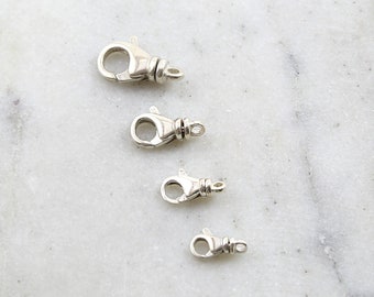 Sterling Silver .925 Rounded Swivel Lobster Clasp 4 Sizes Choose your Size 20mm,  15mm, 13mm, 12mm  Jewelry Making Supplies Chain Findings