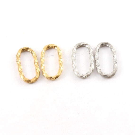 2 Pieces Thick Twisted Ring Oval 22mm x 15mm Pewter Metal Connector Link Charm Antique Gold or Antique Silver