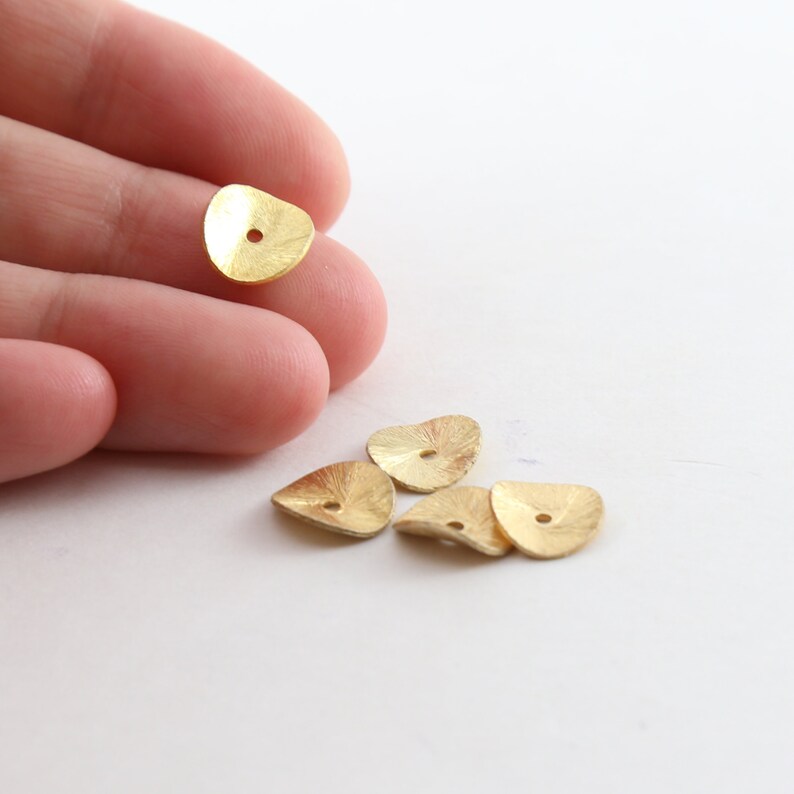 5 piezas 10mm Vermeil Wavy Disc Rondelle Bead Potato Chip Spacer Beads imagen 3