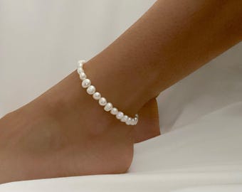Freshwater pearl anklet beaded handmade pearl charm anklet ready to wear