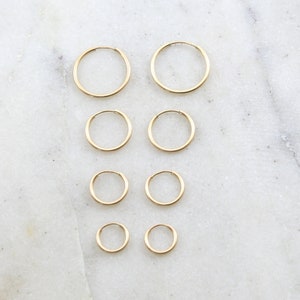 1 Pair 14K Gold Filled Small Endless Hoop Earrings 16mm, 14mm, 12mm ,9mm Earring Wires Earring Hook Component