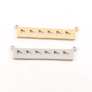 Pewter Metal Arrow Cut Out Bar 38mm x 7mm Connector Necklace Pendant Double Hole Bar Matte Silver, Matte Gold