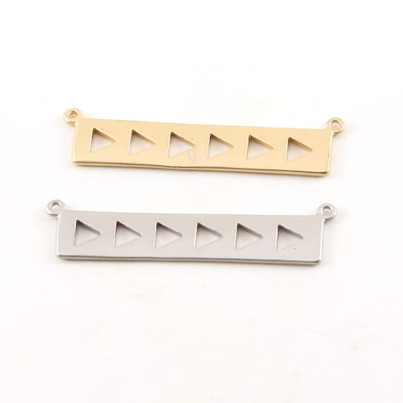 Pewter Metal Arrow Cut Out Bar 38mm x 7mm Connector Necklace Pendant Double Hole Bar Matte Silver, Matte Gold