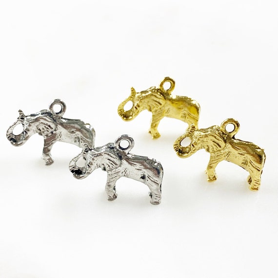 2 Piece Pewter Elephant Pendant Charm Choose Your Color Antique Gold or Antique Silver Animal Jewelry Making Charms