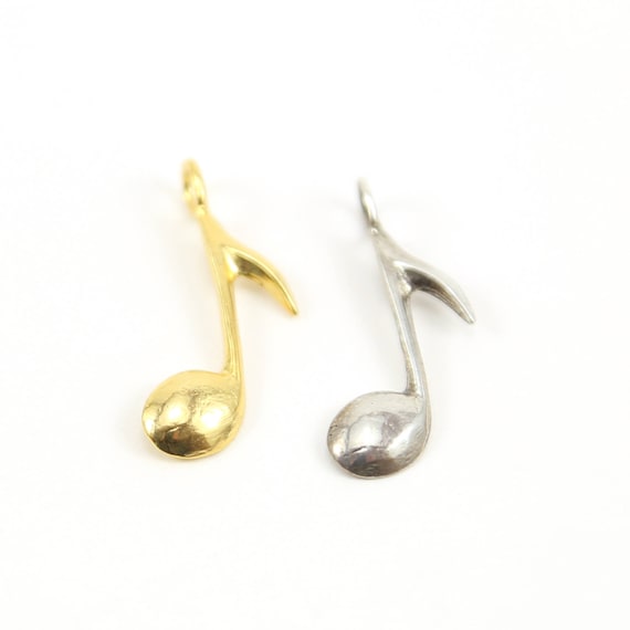 Large Musical Eighth Note Artist Singer Music Charm Pendant in Sterling Silver or Vermeil