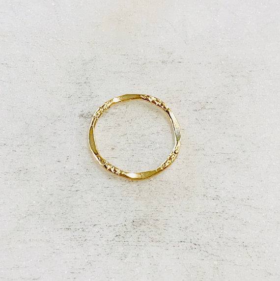 Delicate Textured Hammered 14K Gold Filled Ring Open Circle Disc Coin Charm 15mm Disc Leather Round Connector Link  Permanent Jewelry