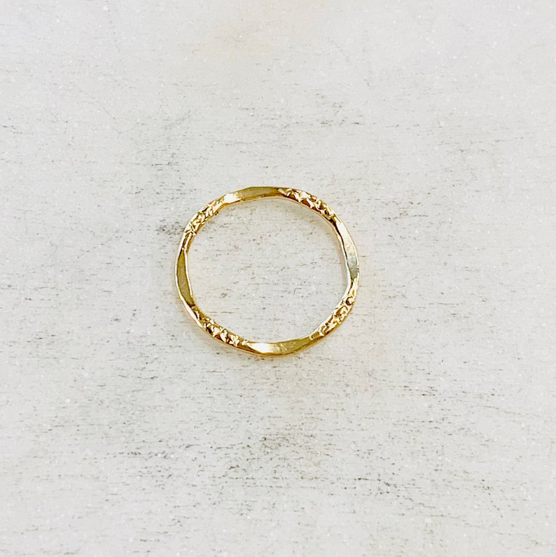 Delicate Textured Hammered 14K Gold Filled Ring Open Circle Disc Coin Charm 15mm Disc Leather Round Connector Link Permanent Jewelry image 1