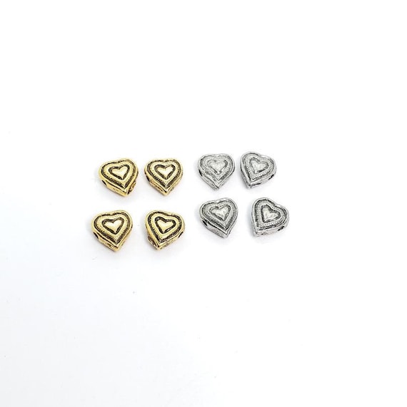 4 Pieces Pewter Heart Shaped Bead , Love, Antique Gold, Antique Silver Pendant, Love, Bracelet, Jewelry Making