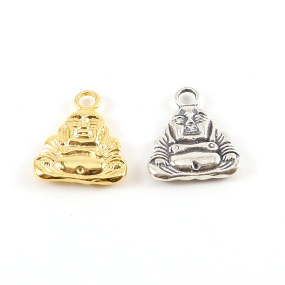 Large Buddha Sitting Yoga Pendant Ohm Meditation Mantra Charm Detailed Religious Pendant in Vermeil Gold or Sterling Silver