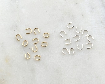 10 Pieces Medium Wire Guardian 4mmx4mm 925 Sterling Silver or 14K Gold Filled Wire Loop Protector Stringing Bead Supplies