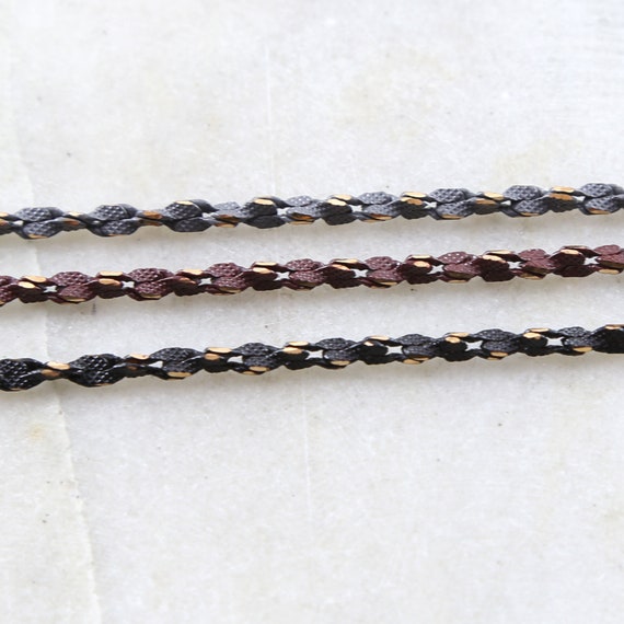 Base Metal Gold Plated Twisted Chain in Grey/Blue, Black and Red Color / Chain by the Foot