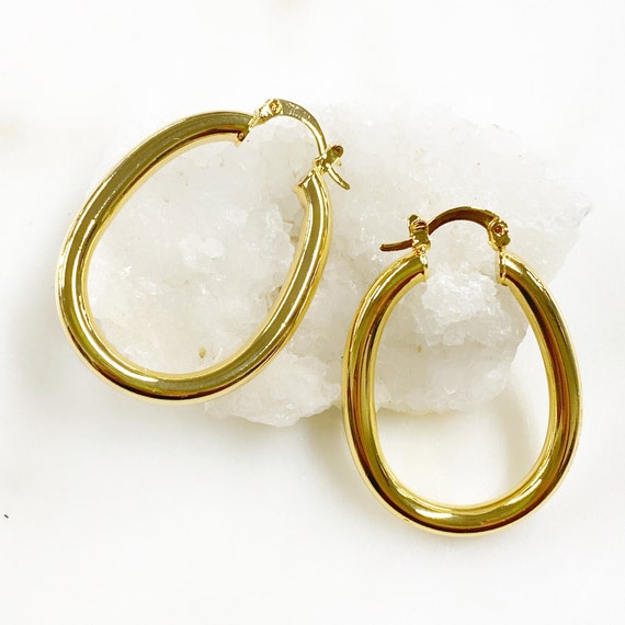 18k Gold Filled 5mm X 38mm Teardrop Hoop Earrings Gold Classic Tube Hoops Ready to Wear Jewelry Earring Findings Etsy Canada